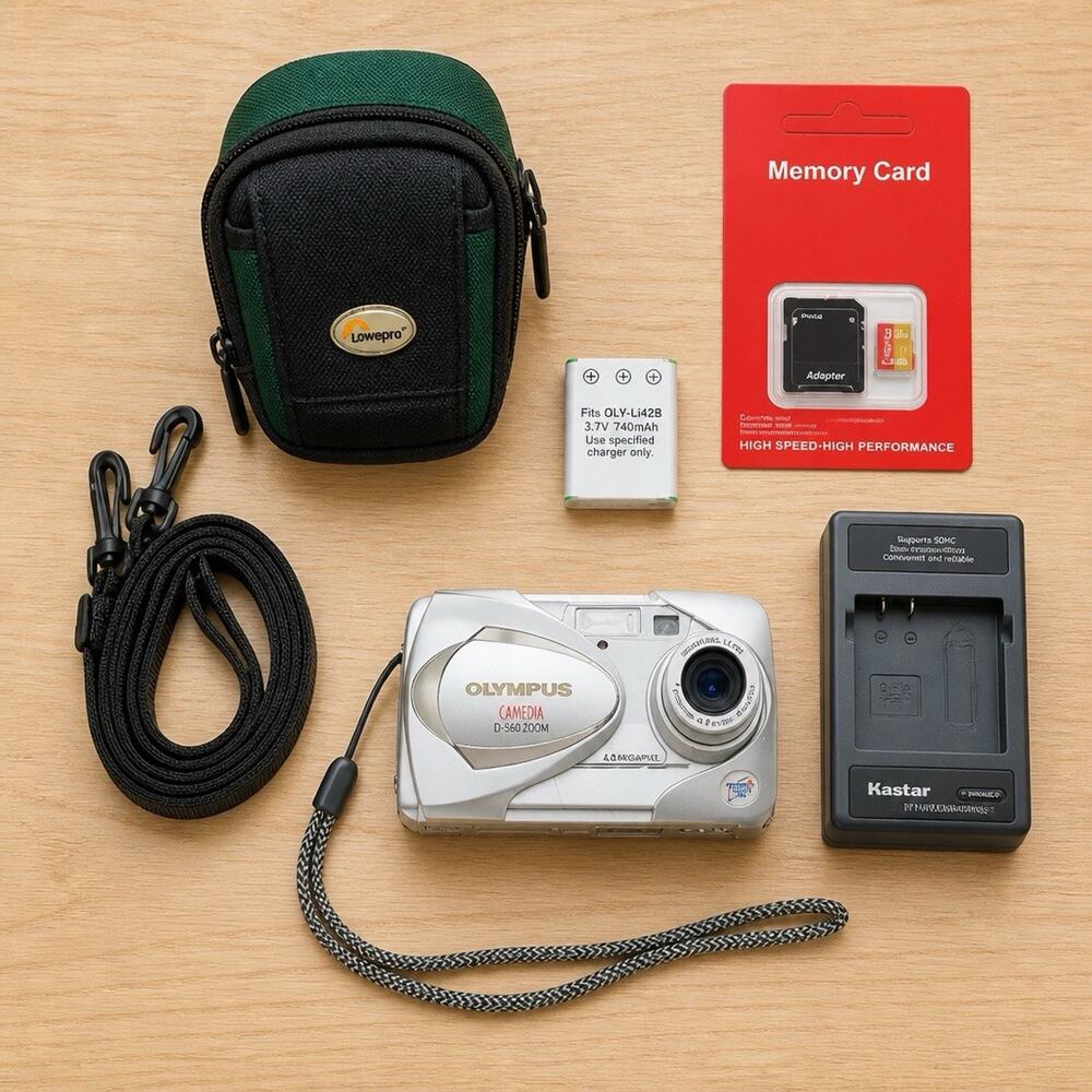 Olympus CAMEDIA D-580 Zoom 4MP Digital Camera w/ 3x Optical Zoom + Bundle